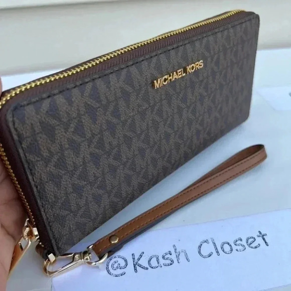 Michael Kors MK Large Logo Continental Wallet - Brown - Picture 1 of 7